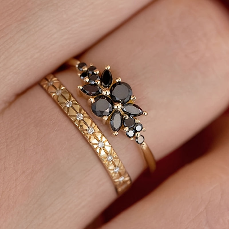 Anillos minimalistas de ónice – imagen 2