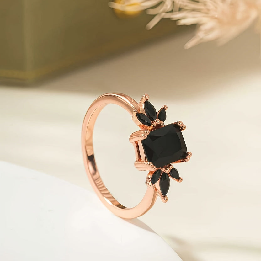 Anillo marquise de ónice negro