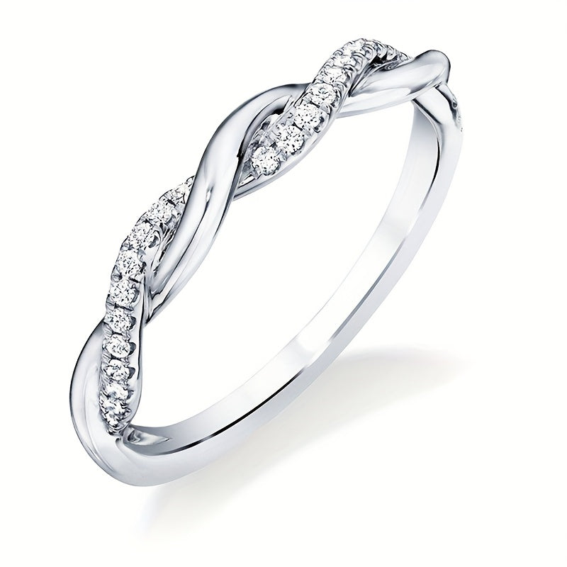 Anillo eterno trenzado de circonita con incrustaciones, tendencia – imagen 2