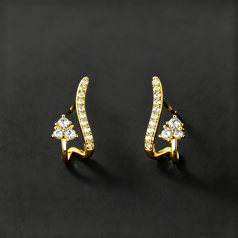 Pendientes elegantes curvados de circonita