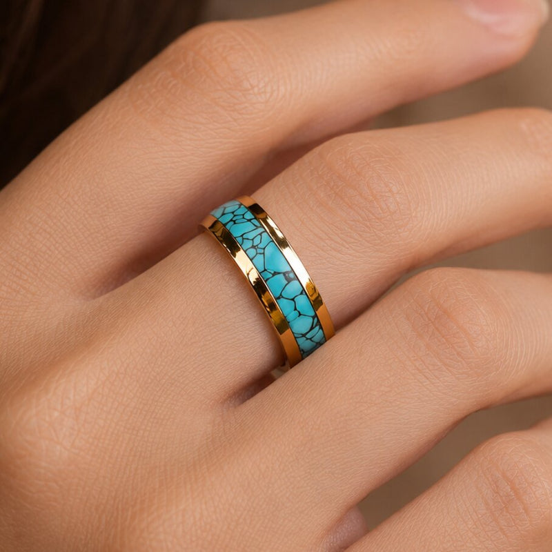 Anillo Élite de banda con turquesa — Carmen, Lucía & Rocío