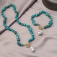 Set de colgante boho de cuentas chip y perla
