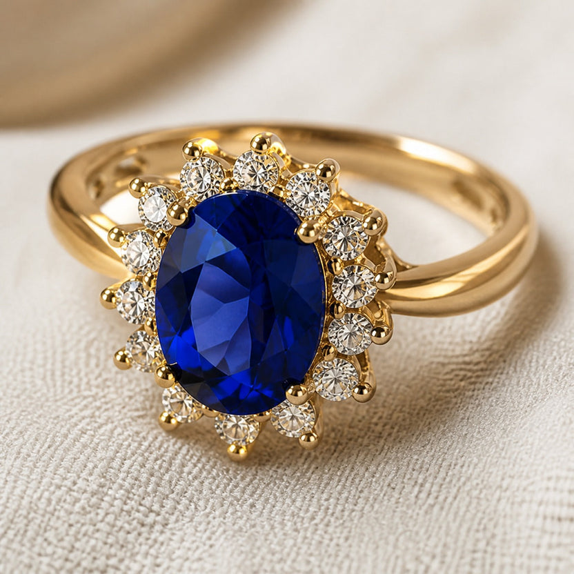Anillo de compromiso real de zafiro
