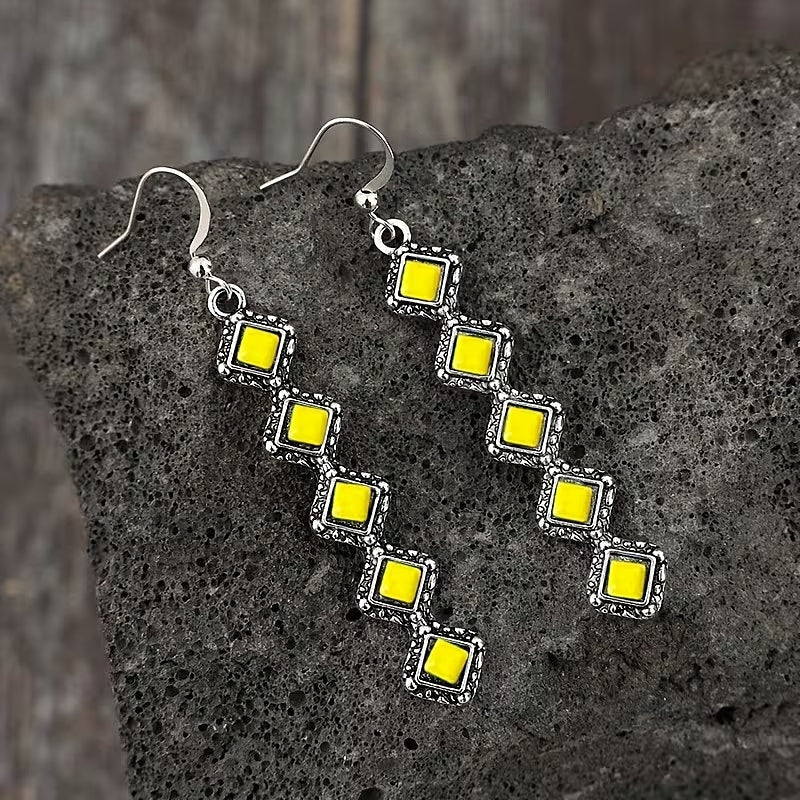 Pendientes boho en cascada amarillos – imagen 2