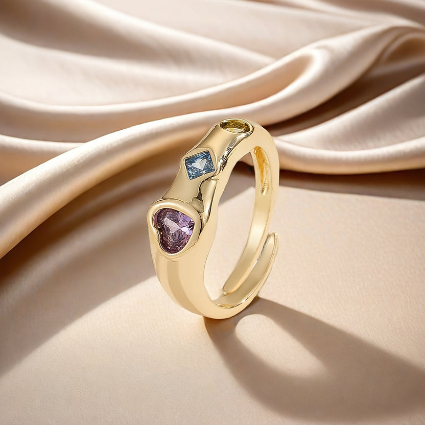 Anillo abierto de circonita arcoíris
