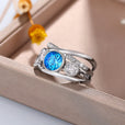 Anillo llamativo de plata con piedra azul – imagen 3