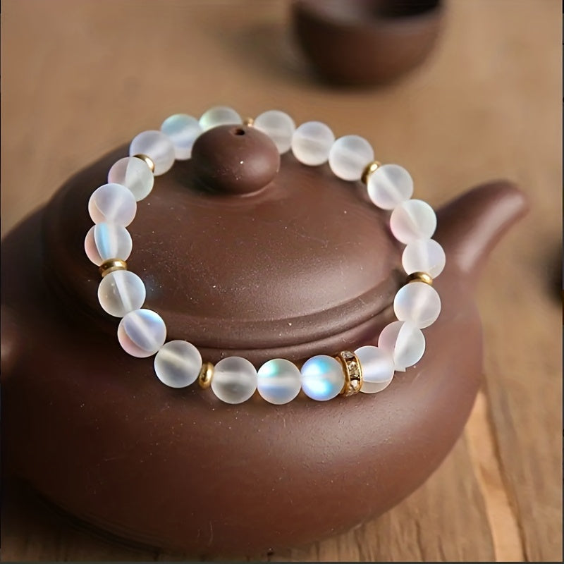 Pulsera de piedra lunar y perlas Trust – imagen 3