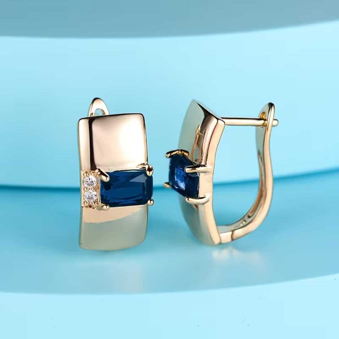 Pendientes huggie de aro con esmeralda – imagen 2