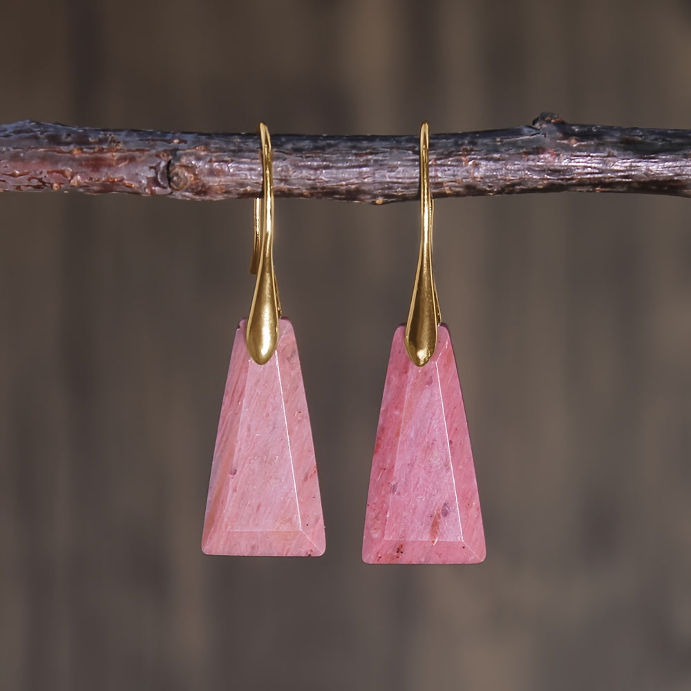 Pendientes largos bohemios de piedra geométrica – imagen 4