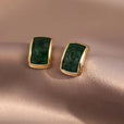 Pendientes rectangulares de piedra verde