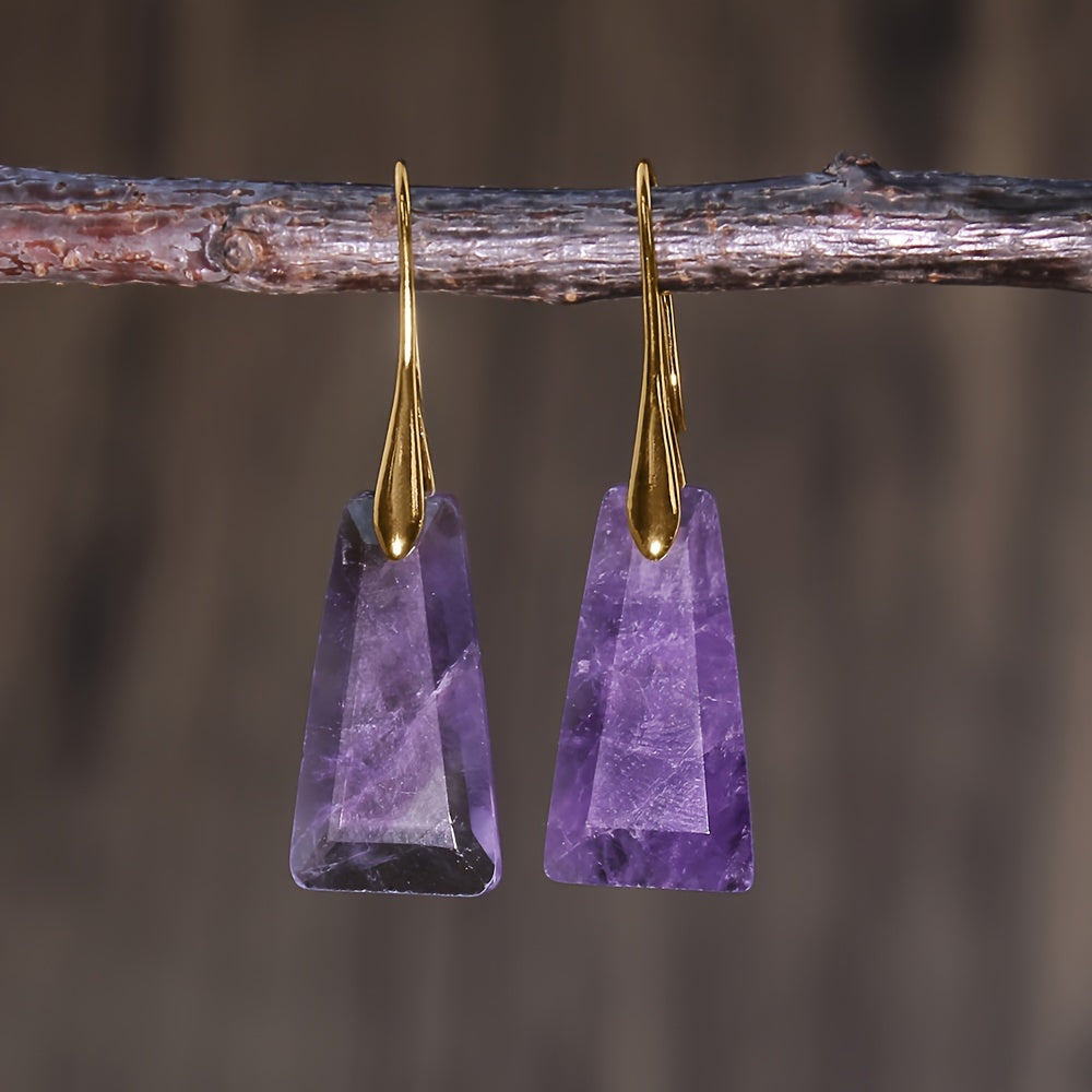 Pendientes largos bohemios de piedra geométrica – imagen 5