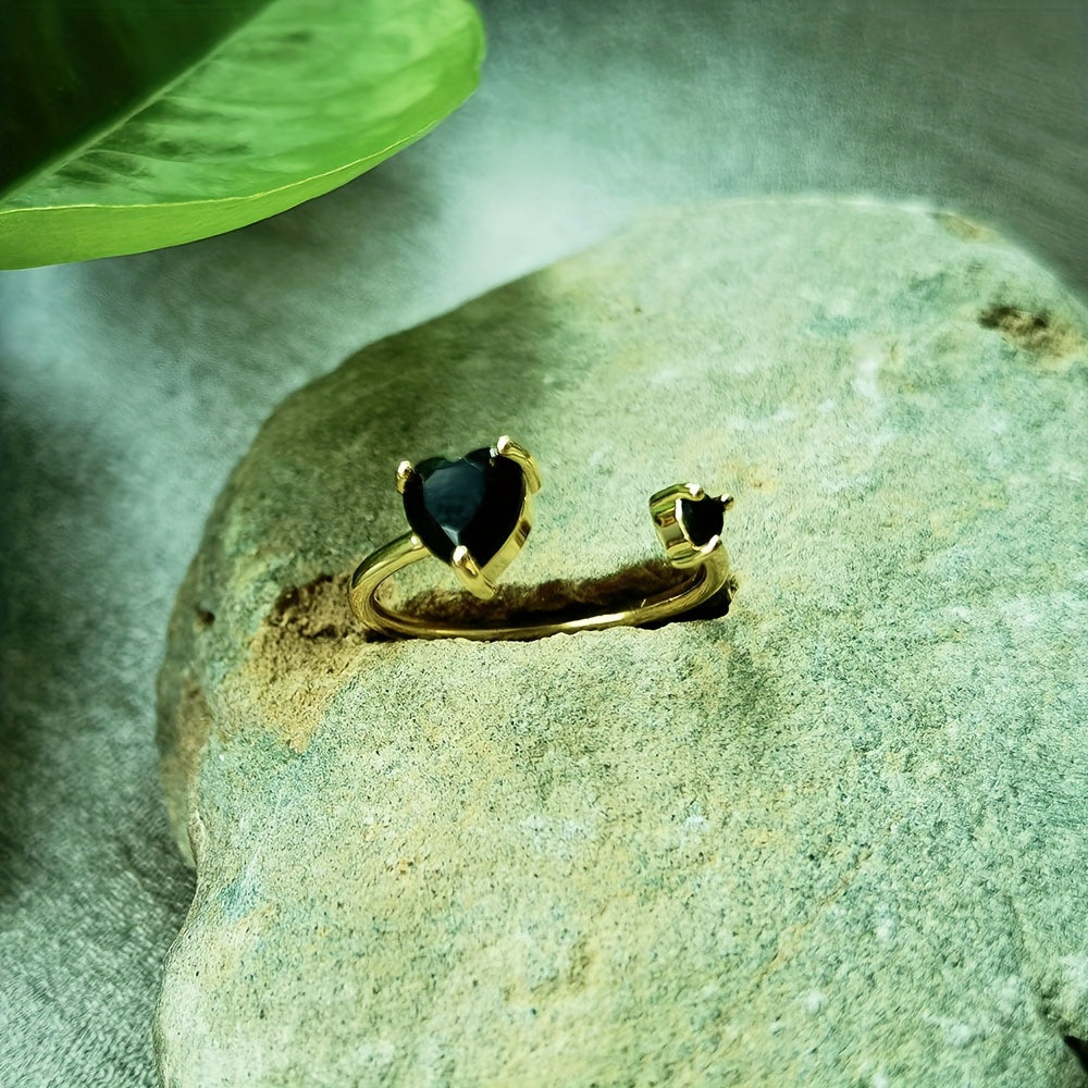 Anillo minimalista de obsidiana atemporal – imagen 2