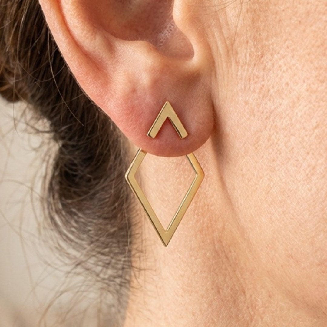 Pendientes bohemios geométricos de botón – imagen 2