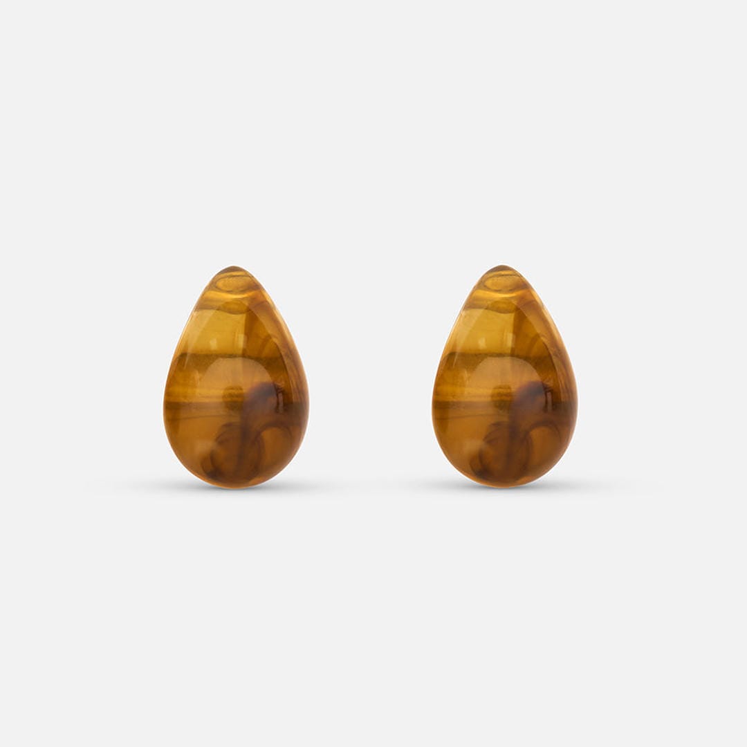 Pendientes modernos de gota color café