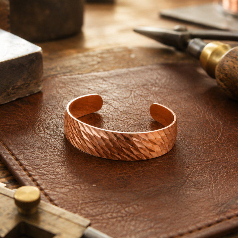 Pulsera de cobre facetada