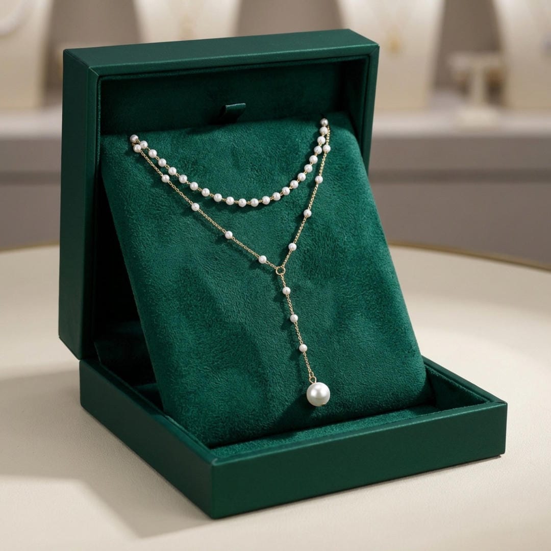 Collar de perlas en Y con cadena en capas – imagen 2