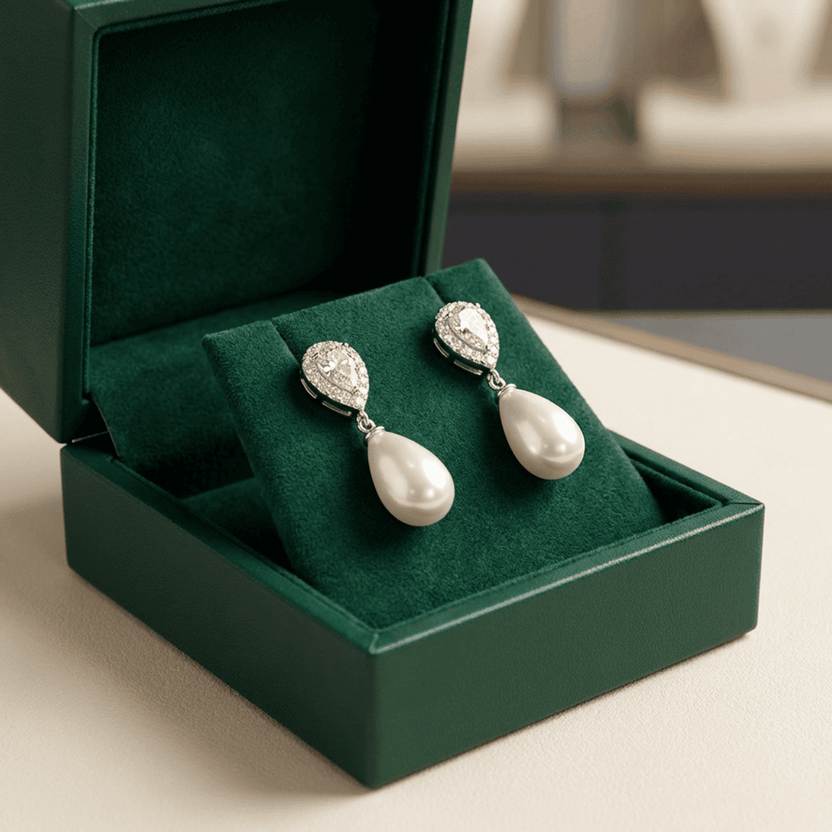Pendientes de perla en forma de lágrima