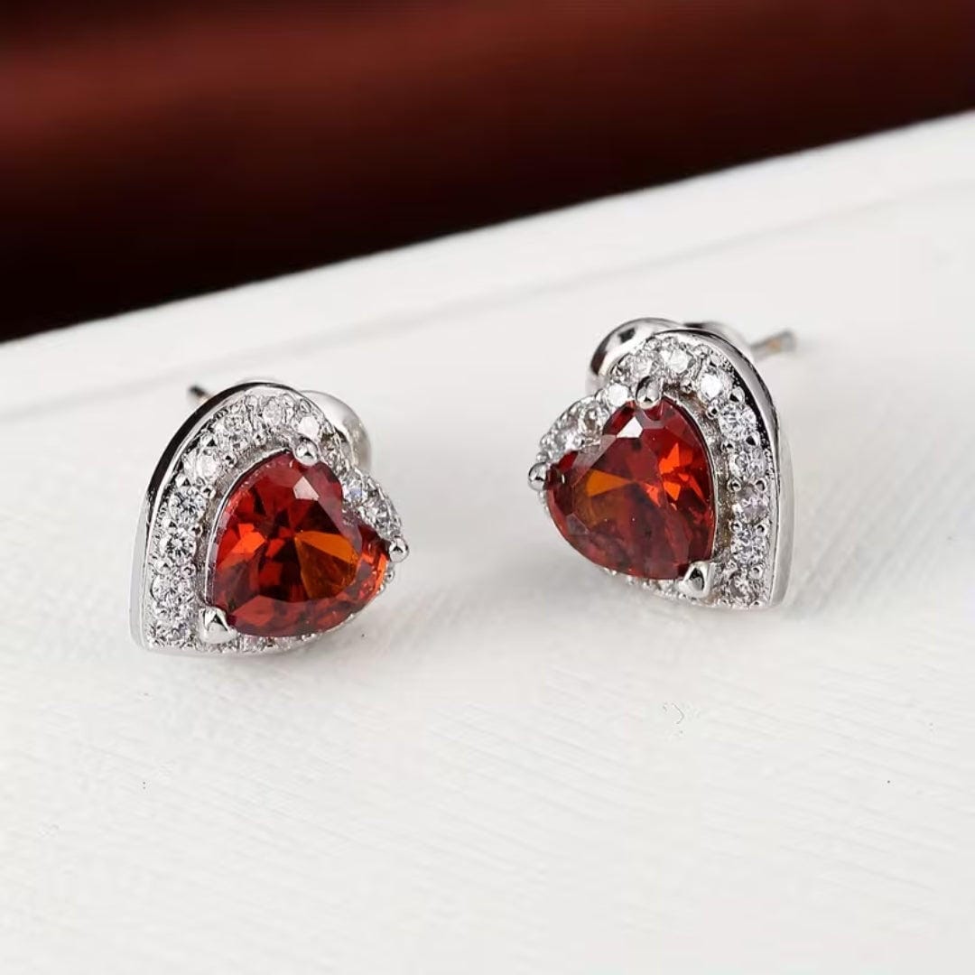 Pendientes de botón con halo de corazón esmeralda – imagen 2