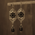 Pendientes de gota de cristal negro