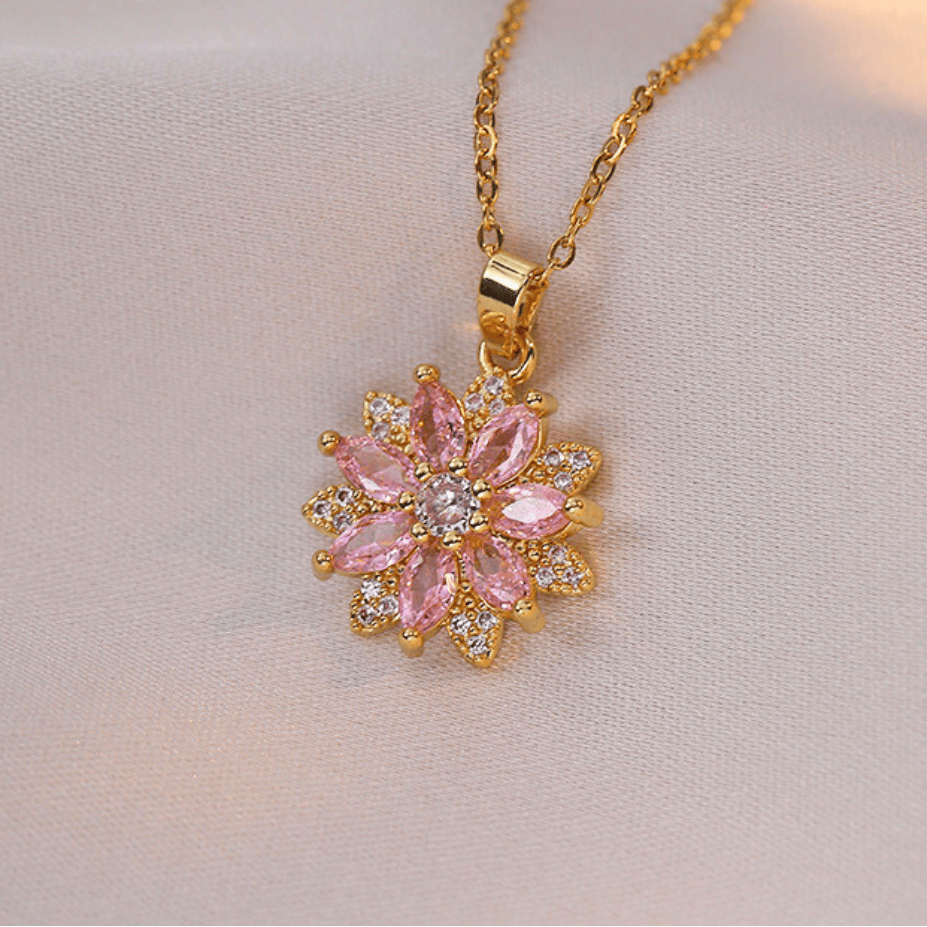 Collar con dije de flor y piedras preciosas – imagen 2