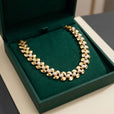 Collar de perlas con eslabones de hoja – imagen 2