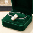 Pulsera rígida Duo Perla con pavé