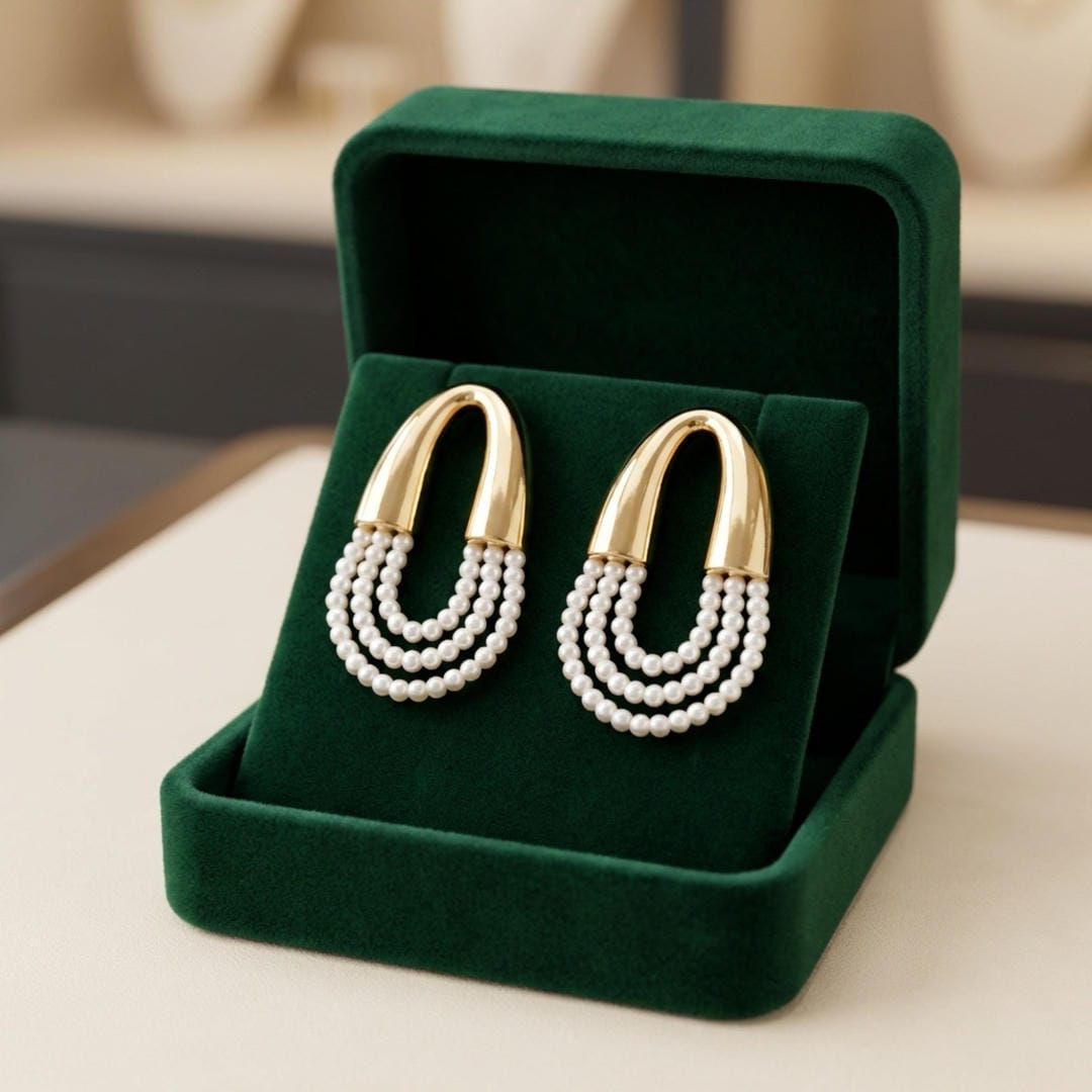 Pendientes colgantes en U con perlas