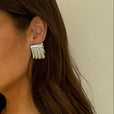 Pendientes de textura ondulada en plata – imagen 2