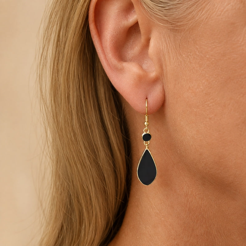 Pendientes negros de gota deslumbrantes