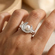 Anillo ajustable de plata con perla Órbita — Carmen, Lucía & Rocío