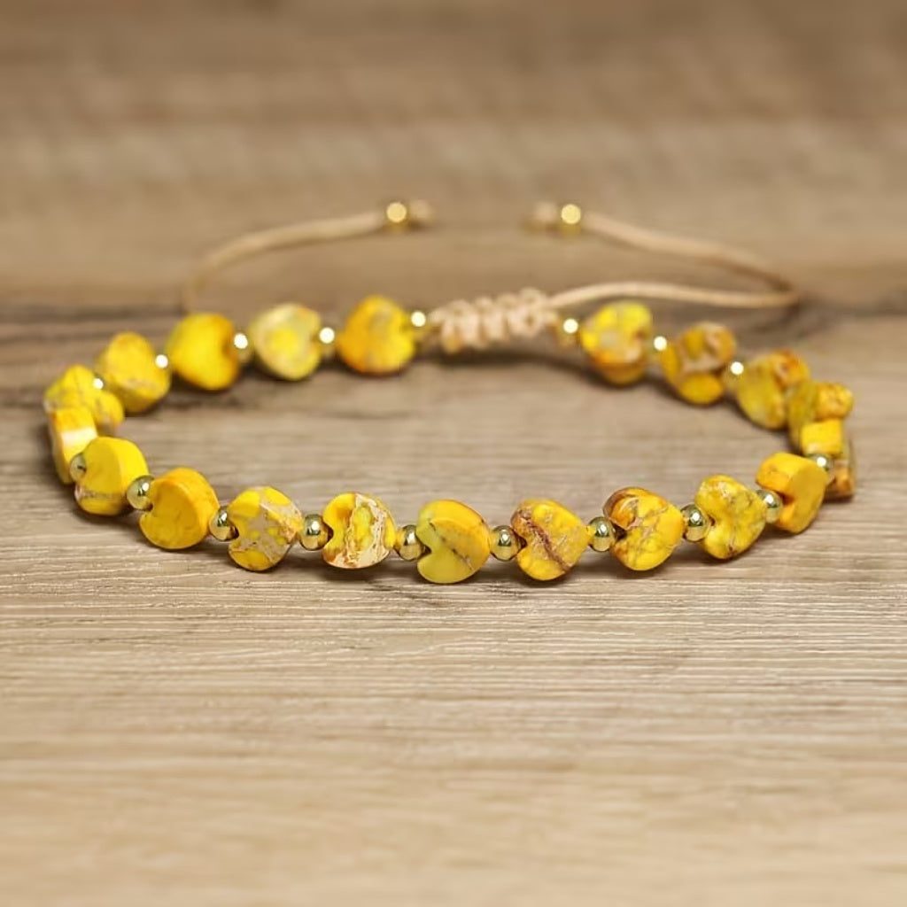 Pulsera elegante de corazón amarillo