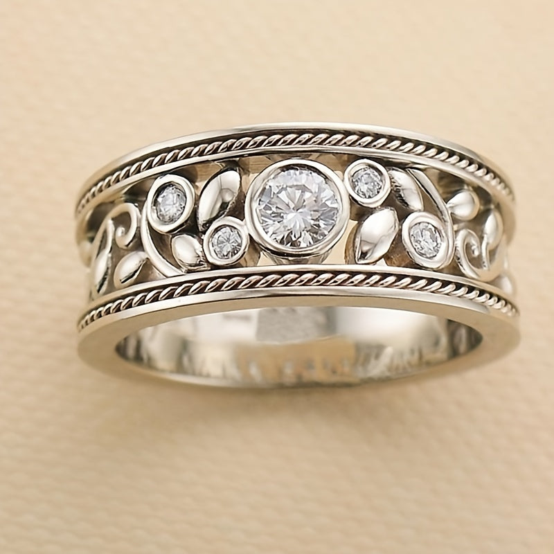 Anillo de oro blanco con circonita – imagen 2