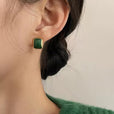 Pendientes rectangulares de piedra verde – imagen 2