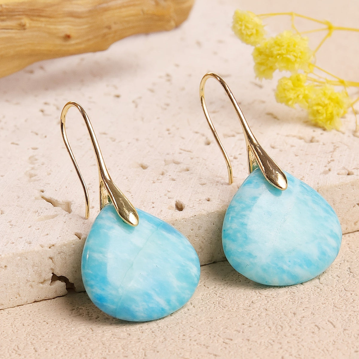 Pendientes vintage de mármol emperador en forma de gota – imagen 2
