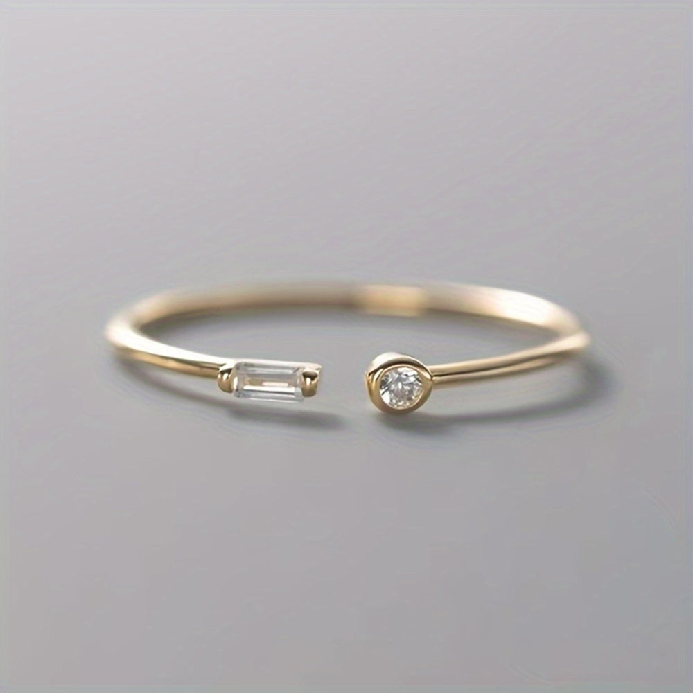 Anillo minimalista de banda con circonita – imagen 2