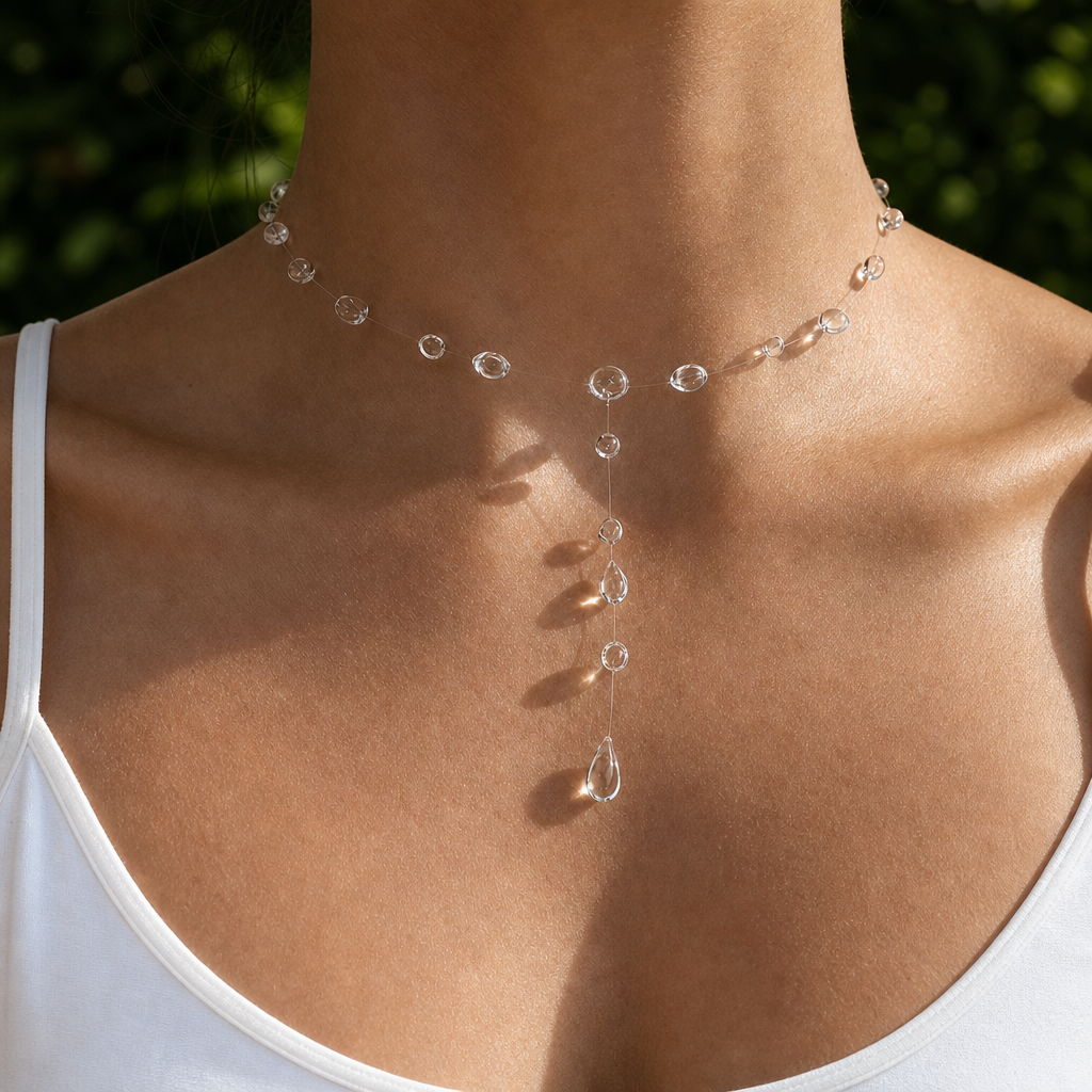 Collar Sirène de gotas transparentes