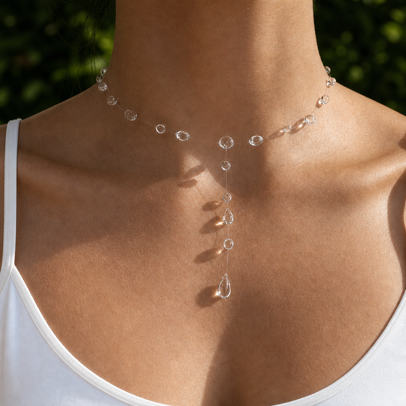 Collar Sirène de gotas transparentes