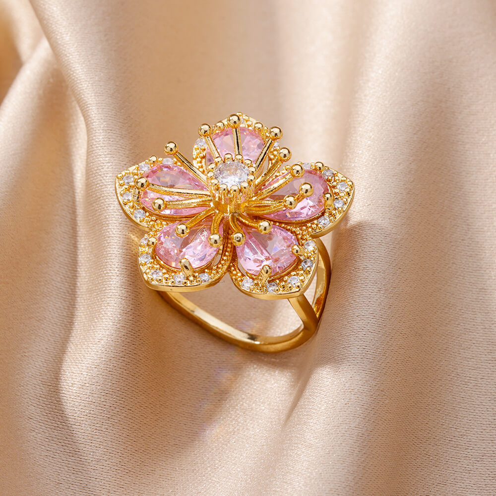 Anillo majestuoso de cristal rosa