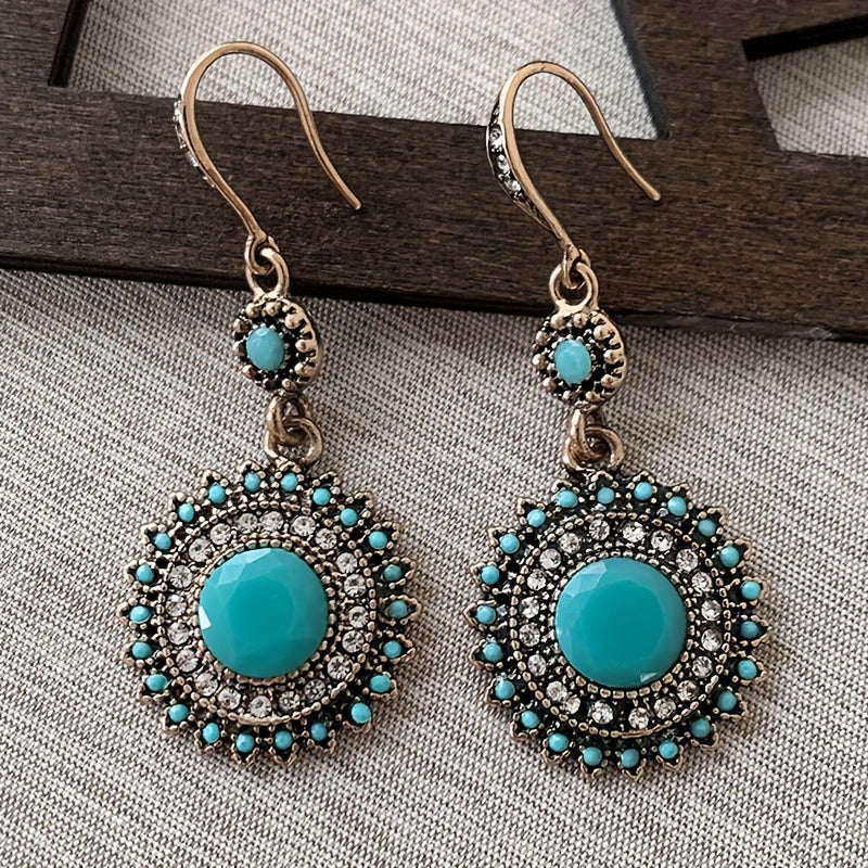 Pendientes retro Sunshine en turquesa