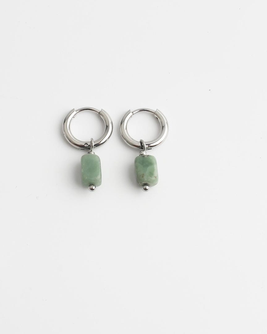 Pendientes minimalistas de aro con piedra natural – imagen 2