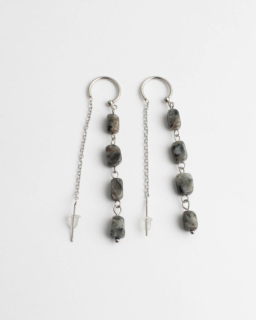 Pendientes largos de piedra moteada – imagen 6
