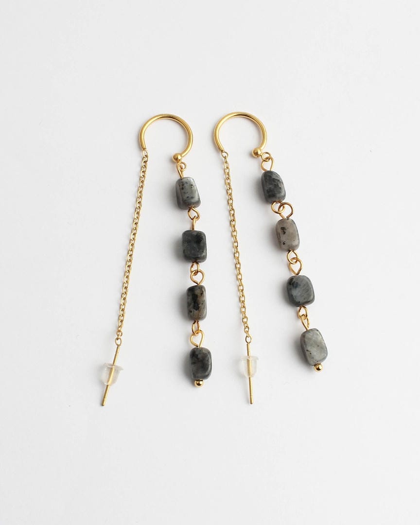 Pendientes largos de piedra moteada – imagen 5