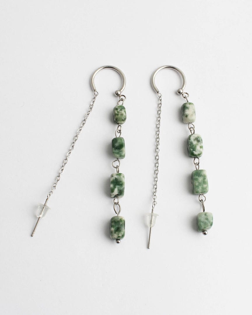Pendientes largos de piedra moteada – imagen 4