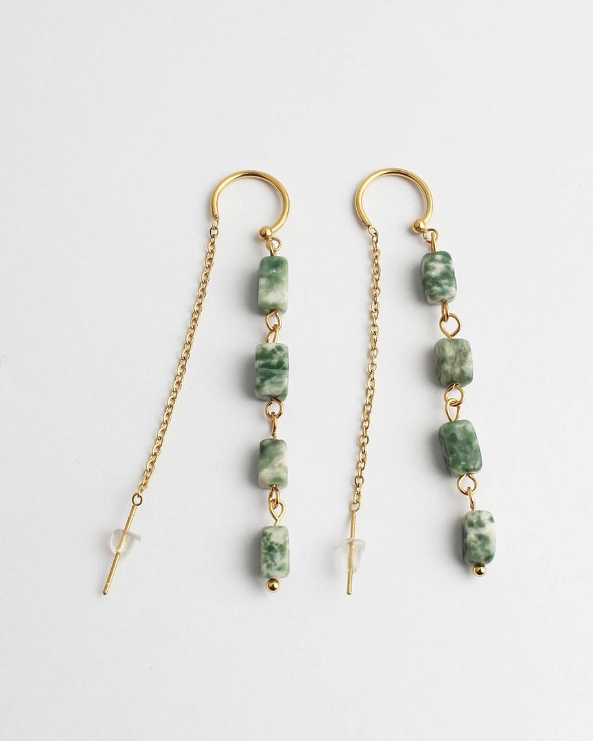 Pendientes largos de piedra moteada – imagen 3