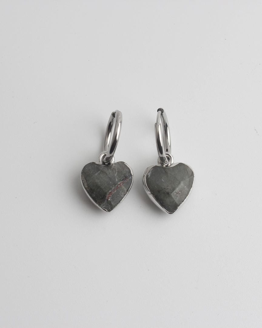 Pendientes aro con colgante de piedra en forma de corazón – imagen 4