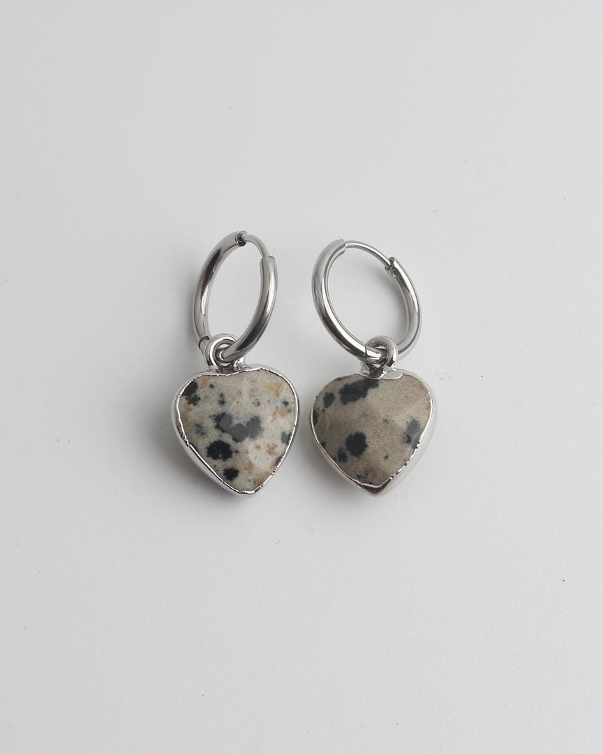 Pendientes aro con colgante de piedra en forma de corazón – imagen 2