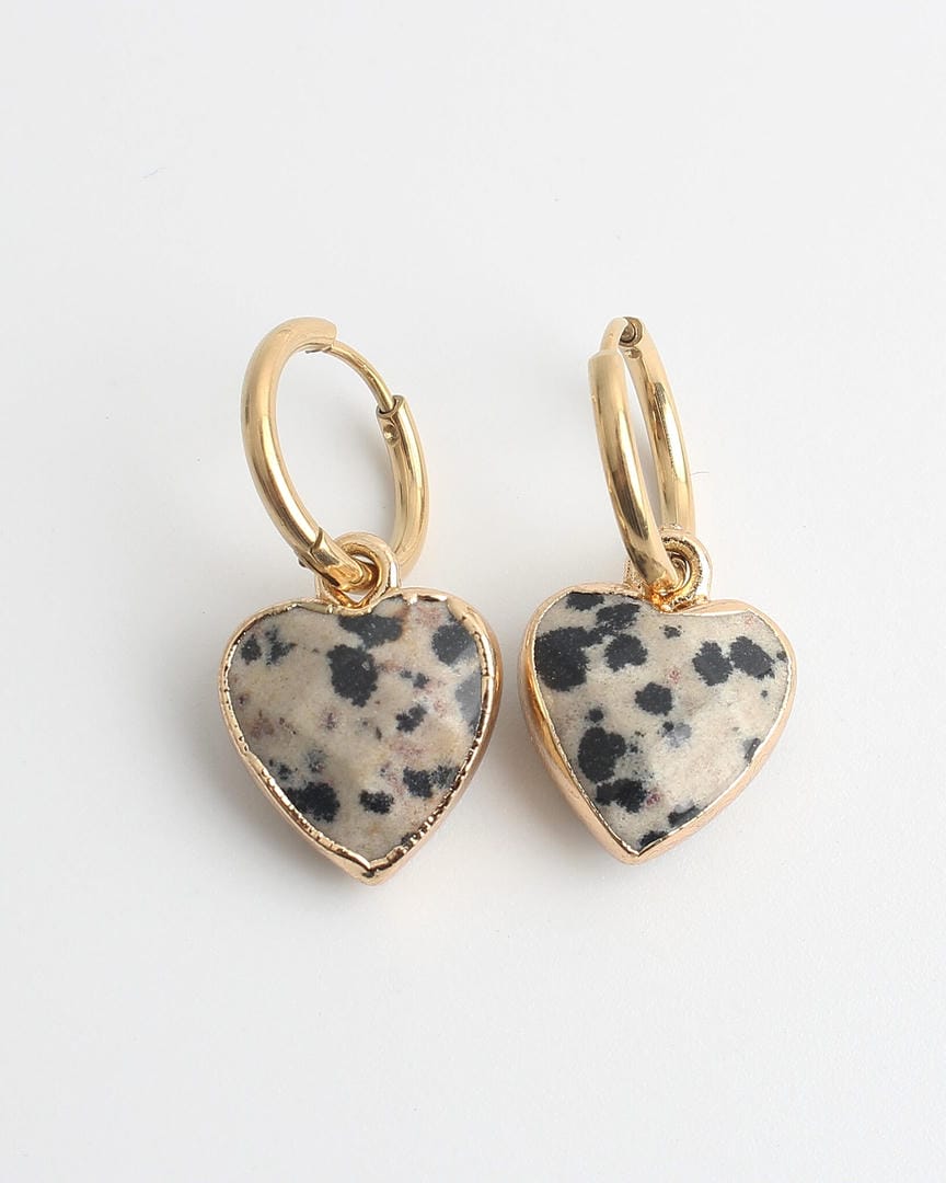 Pendientes aro con colgante de piedra en forma de corazón