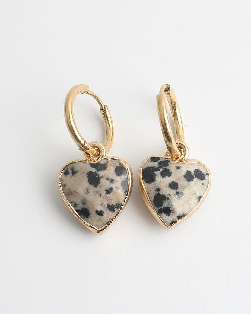 Pendientes aro con colgante de piedra en forma de corazón