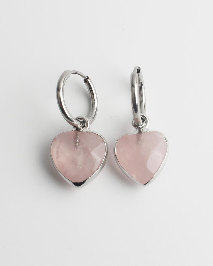 Pendientes aro con colgante de piedra en forma de corazón – imagen 6