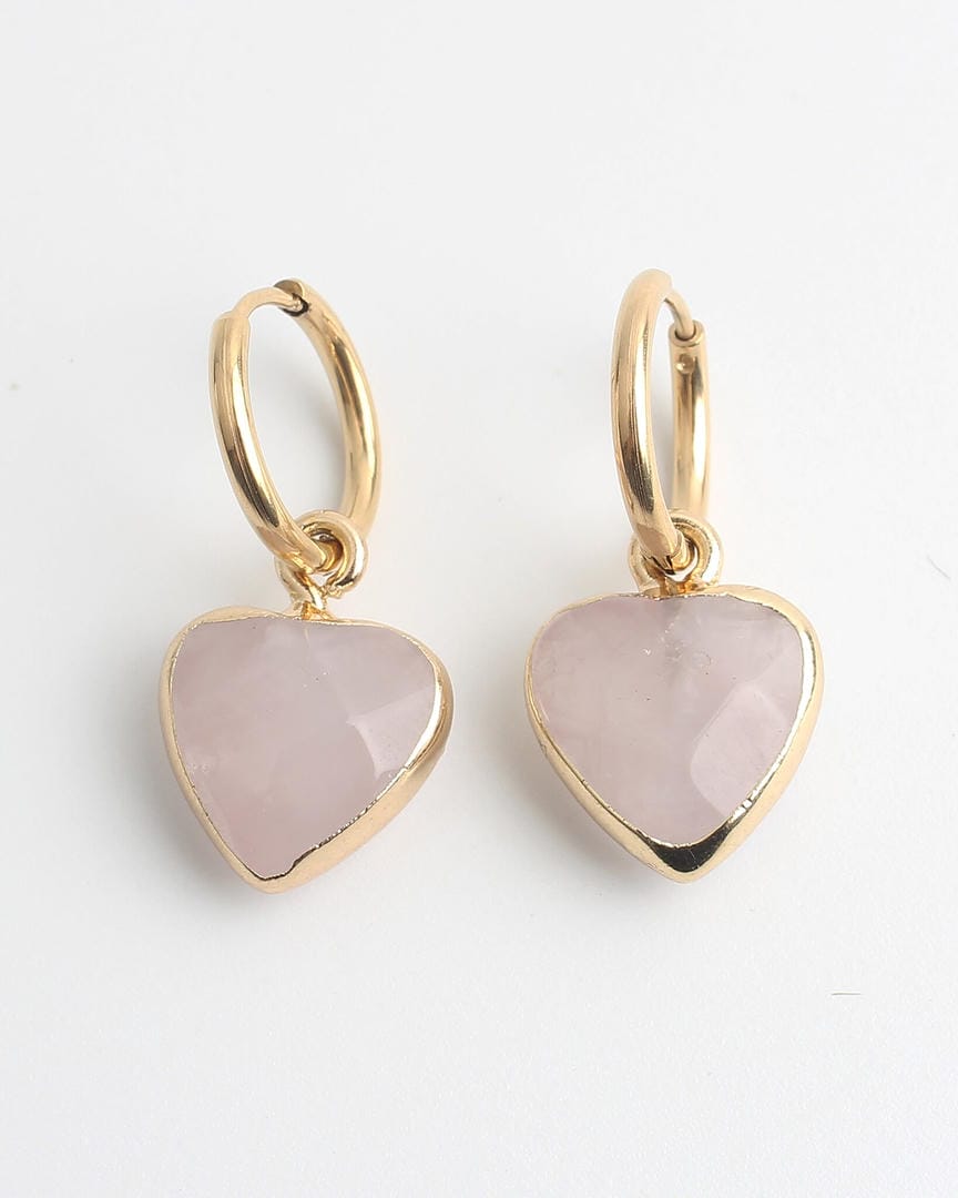 Pendientes aro con colgante de piedra en forma de corazón – imagen 5